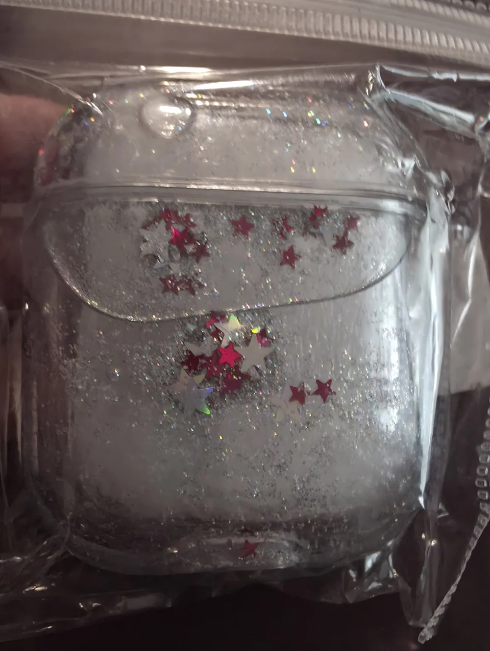 Glitter Star AirPods Case Cover - Clear with Silver & Pink Stars